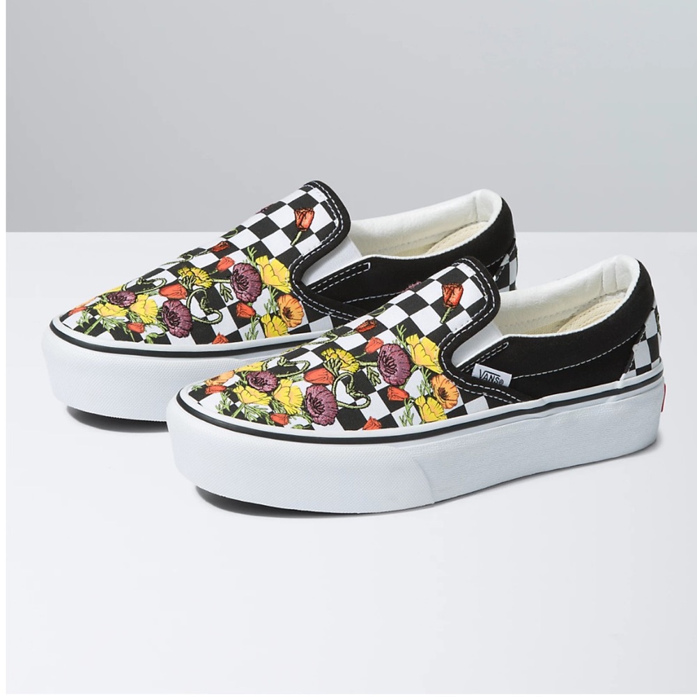 Women’s Classic Slip-On Platform Shoe - Poppy Checkerboard Black